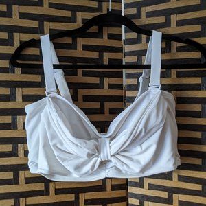 Unique Vintage - 1950s Style White Bow Dee Dee Swim Top - Size XL